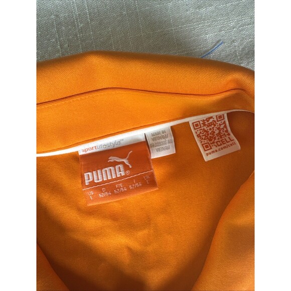 Puma Colorful Ombré Orange Red Pink Summer Houndstooth‎ Golf Polo Shirt Sz Large - Picture 4 of 8